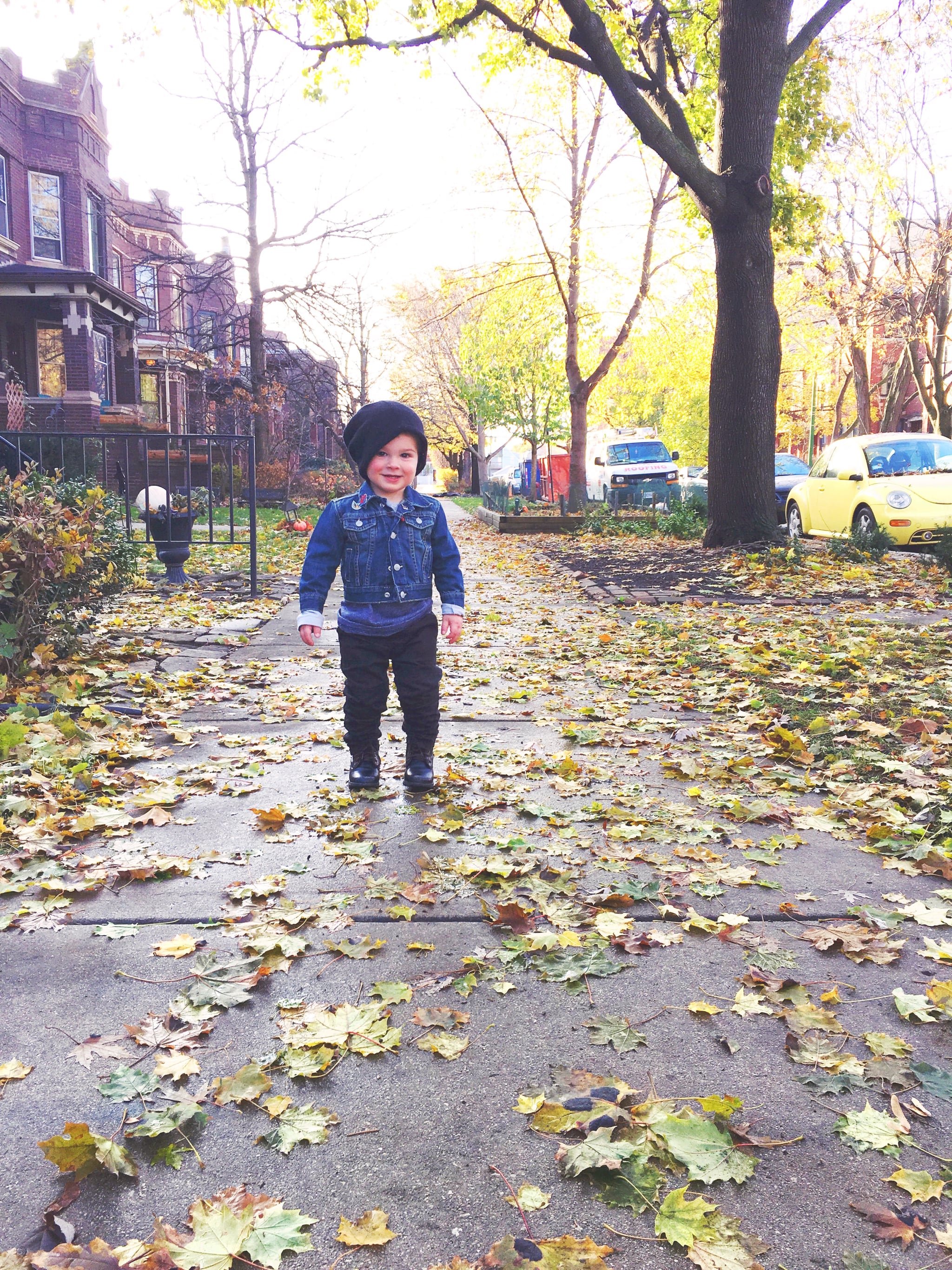 The author's son on a street in Chicago