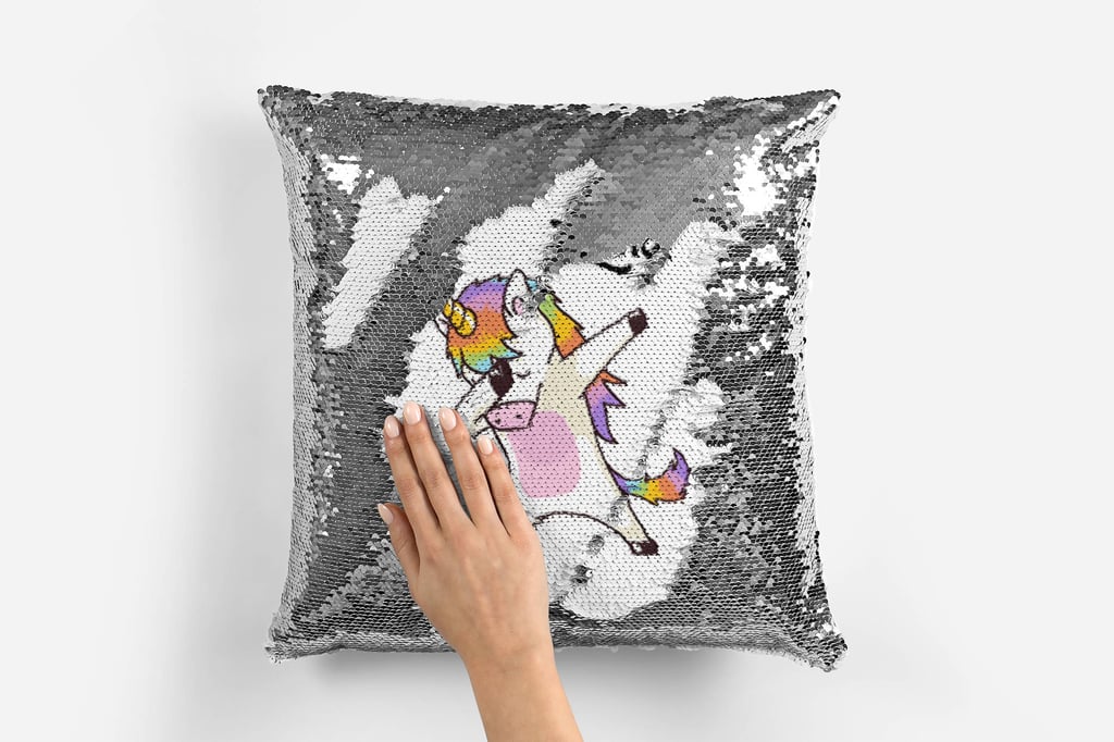 Reversible Sequin Dabbing Unicorn Cushion