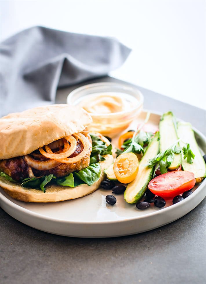 Grilled Adobo Chicken Burgers