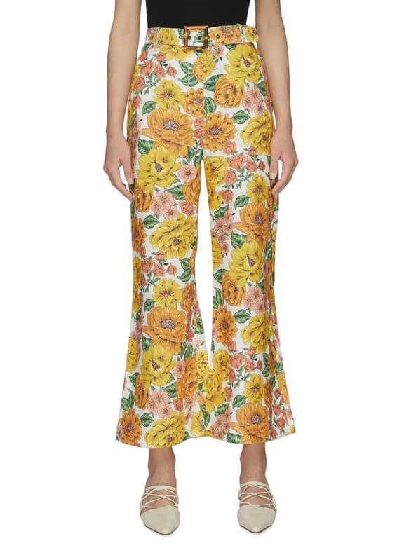 Yellow floral best sale pants