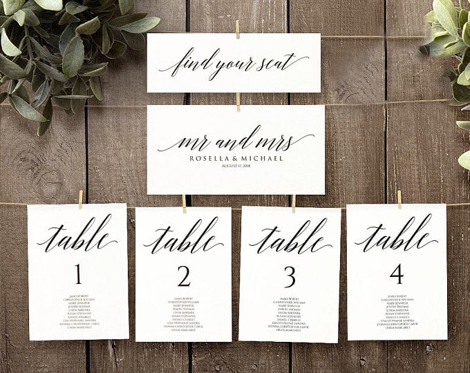 Seating Chart For Small Wedding