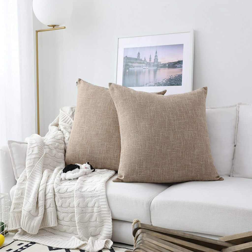 Decorative Pillows: Textile Decor Burlap Lined Linen Throw Pillow Cases