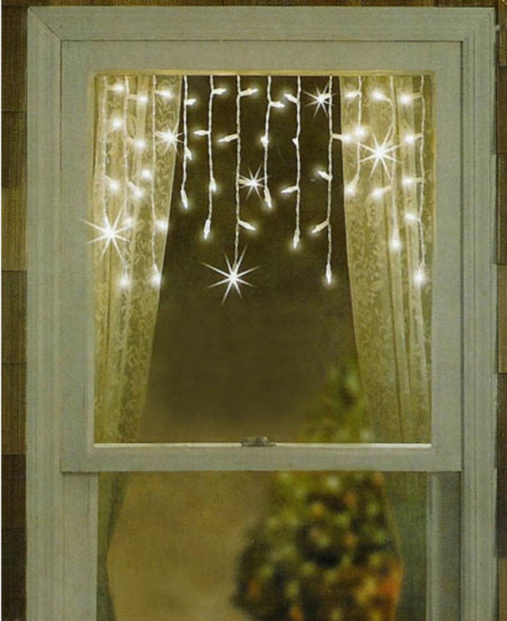 Pier 1 Imports Twinkling & Shimmering White Window Curtain Icicle Christmas Lights