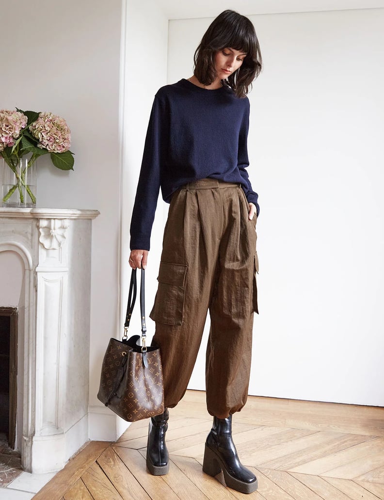 Pixie Market Brown Cargo Parachute Pant