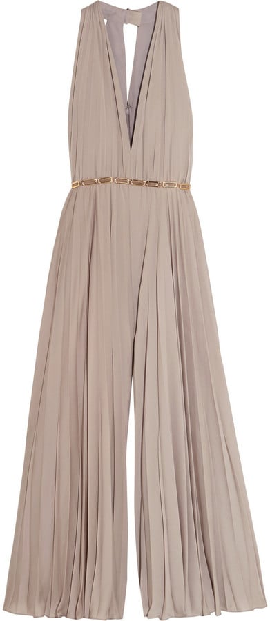 Halston Embellished Pleated Georgette Jumpsuit ($595)