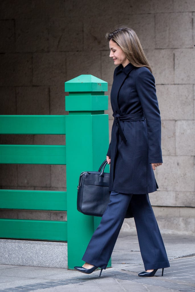 Queen Letizia's Navy Blue Coat January 2017
