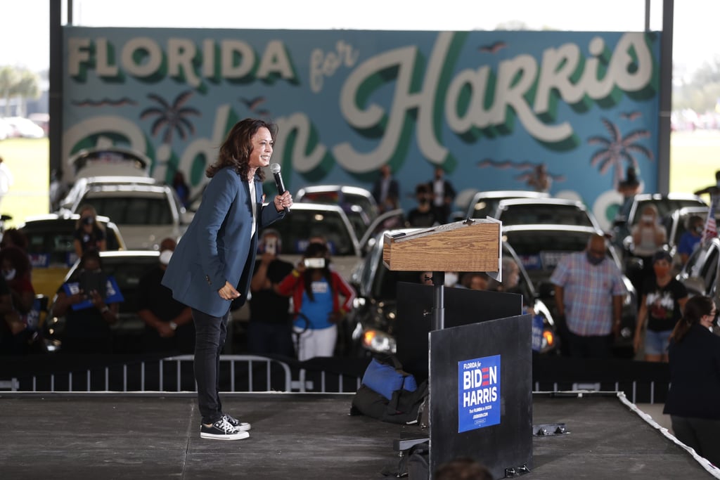 Kamala Harris Dances in the Rain Wearing Converse Sneakers