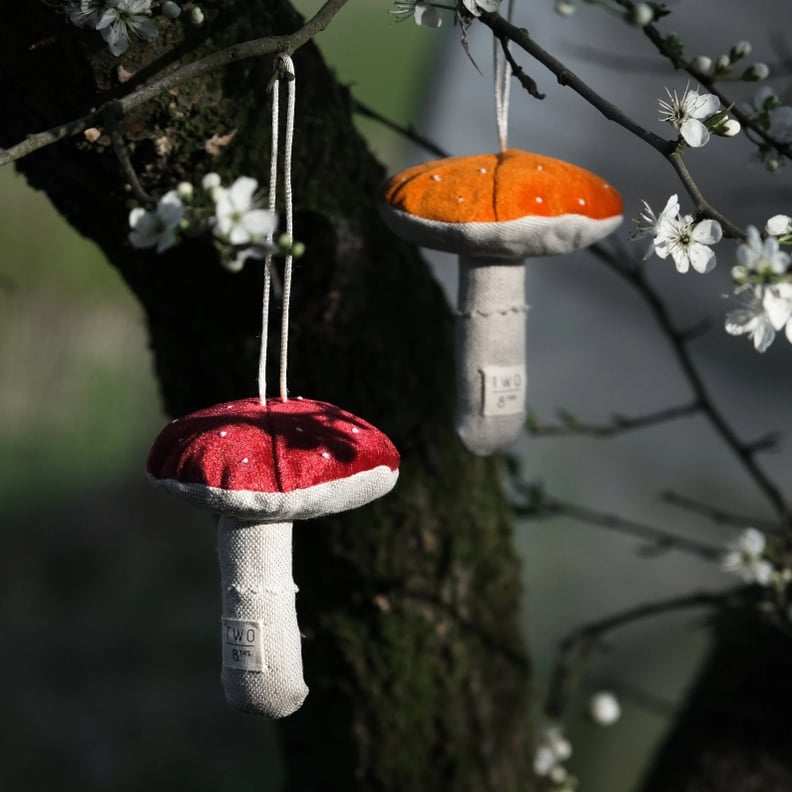 A Whimsical Gift: Red Velvet Toadstool Hanging Decorations