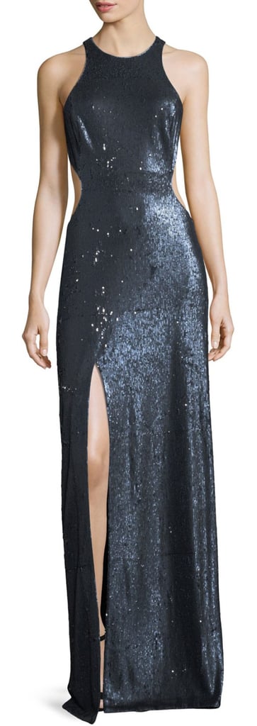 Halston Cutout Sequin Column Gown