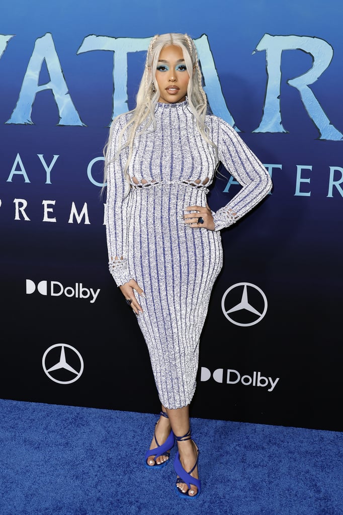 Jordyn Woods Glow-in-the-Dark Dress at Avatar 2 Premiere