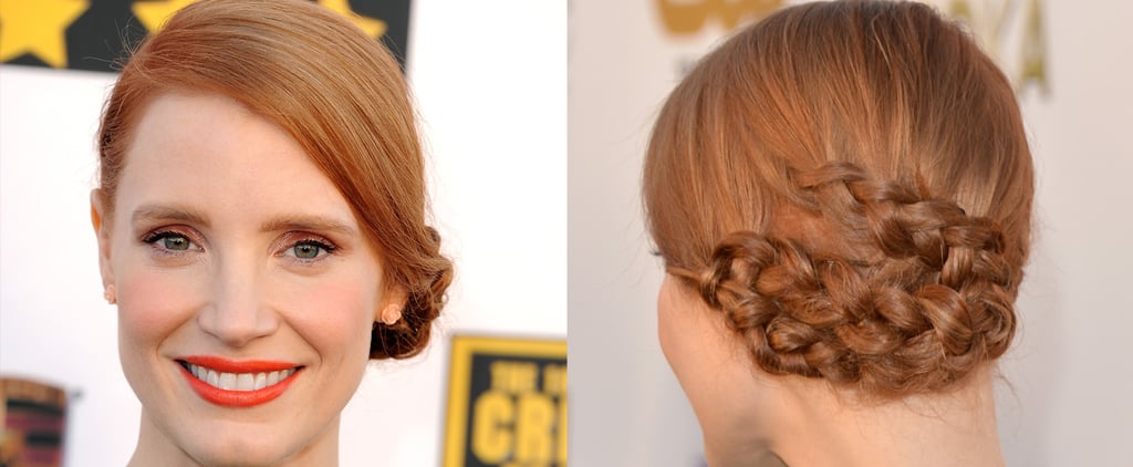 Jessica Chastain Braided Updo at Critics' Choice Awards 2014