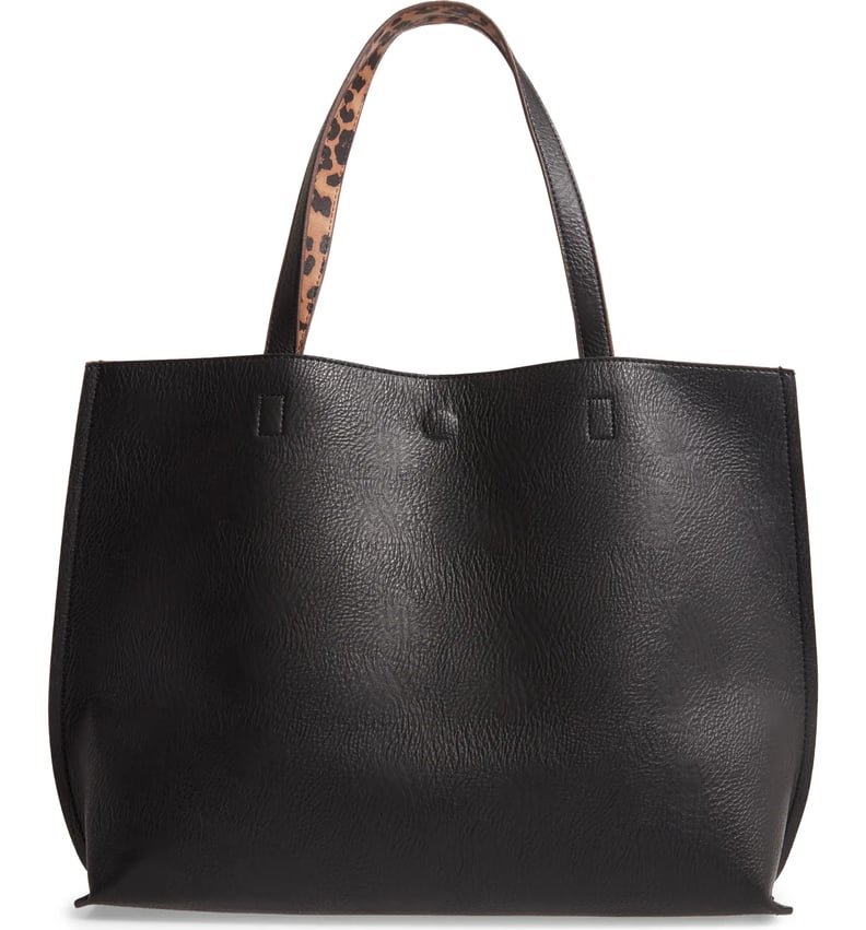 A Reversible Bag: Street Level Reversible Faux Leather Tote & Wristlet