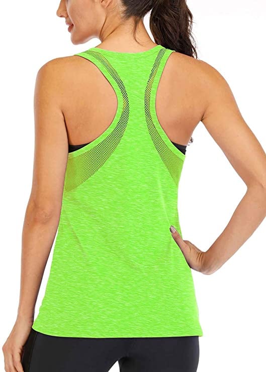 Fihapyli Women's Open Back Mesh Workout Top