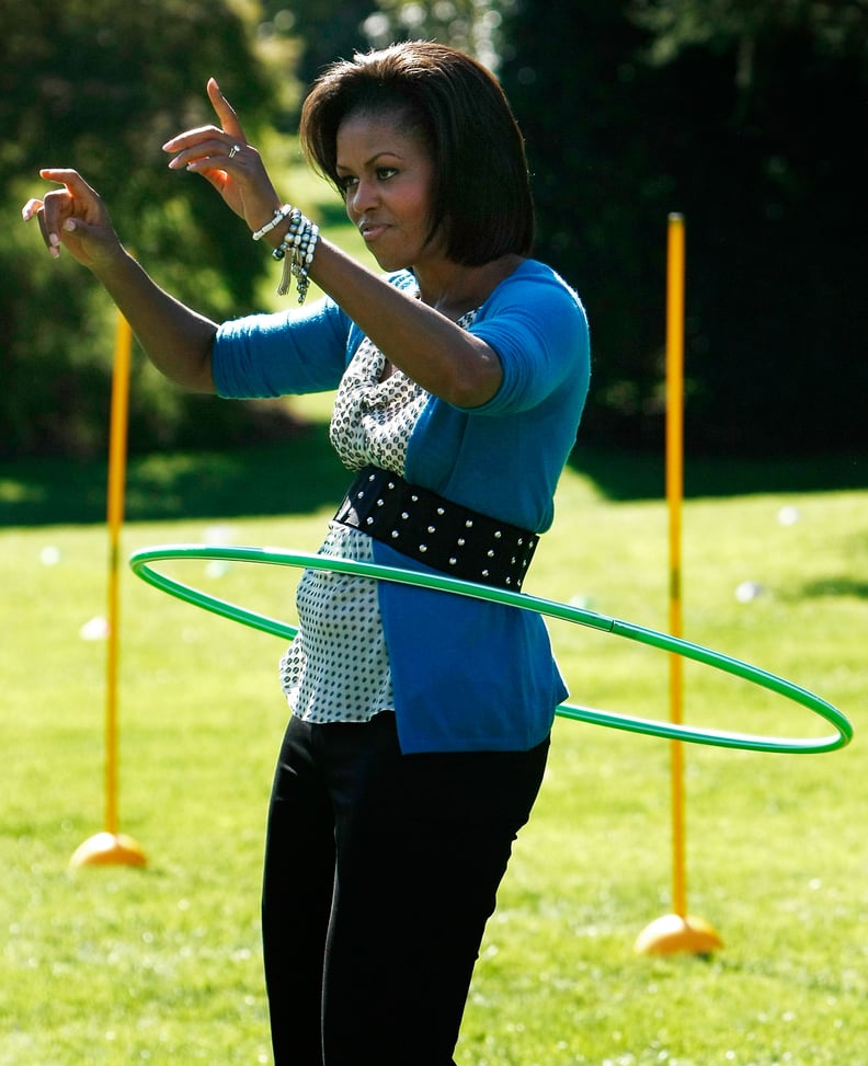 Her hula-hooping skills are impressive.