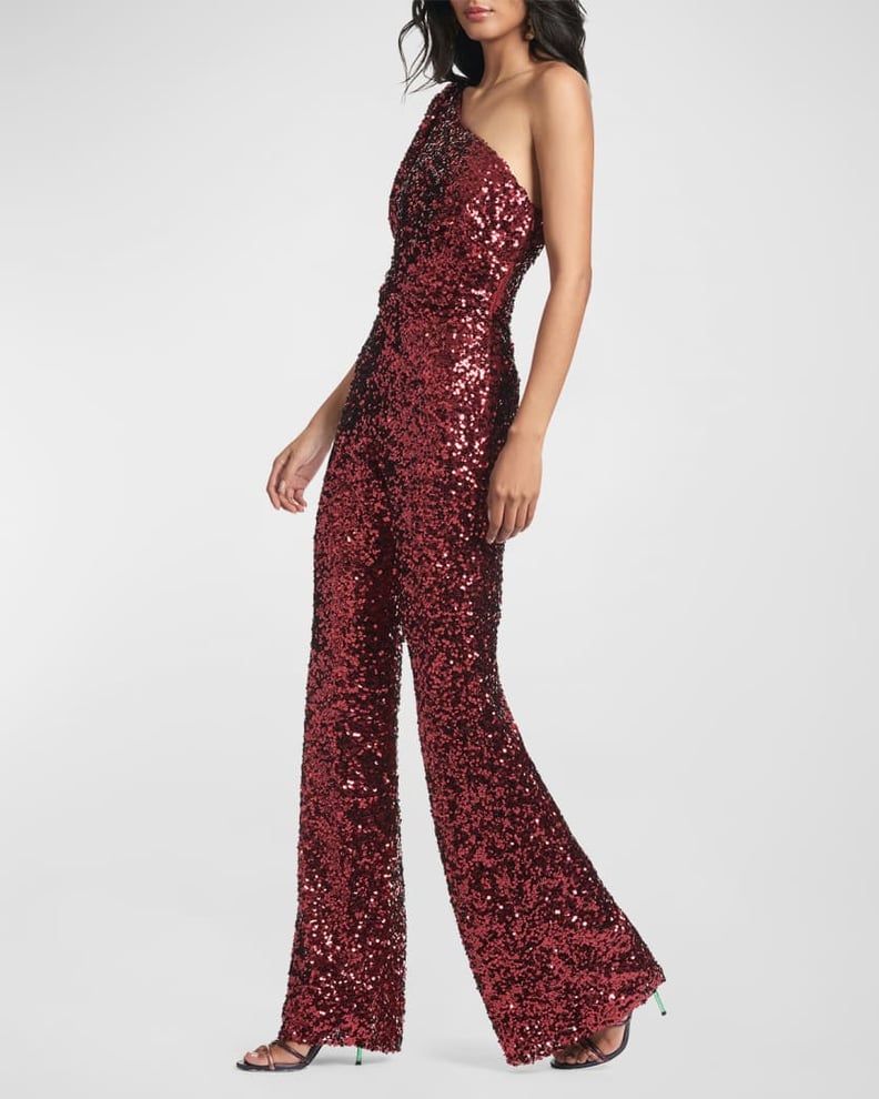 Sachin & Babi Noir Jagger One-Shoulder Sequin Jumpsuit