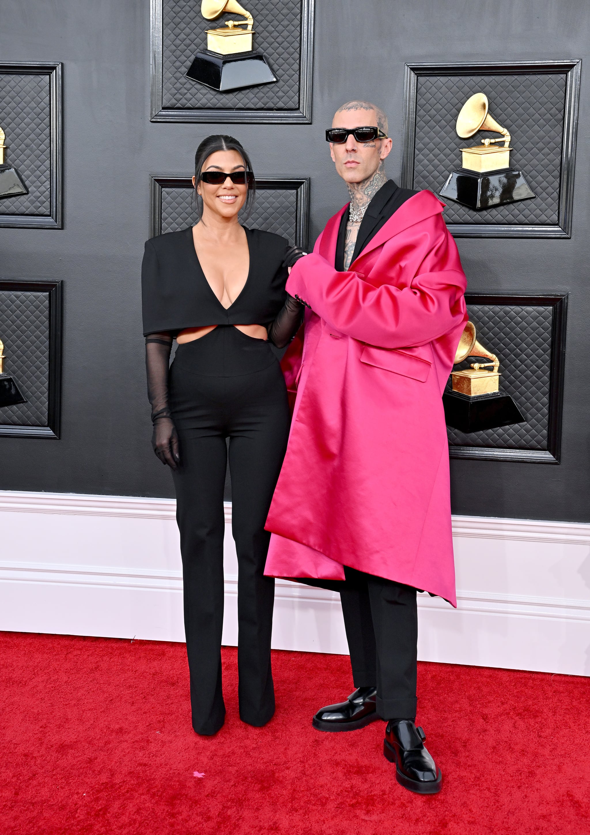 LAS VEGAS, NEVADA - APRIL 03: Kourtney Kardashian and Travis Barker attend the 64th Annual GRAMMY Awards at MGM Grand Garden Arena on April 03, 2022 in Las Vegas, Nevada. (Photo by Axelle/Bauer-Griffin/FilmMagic)