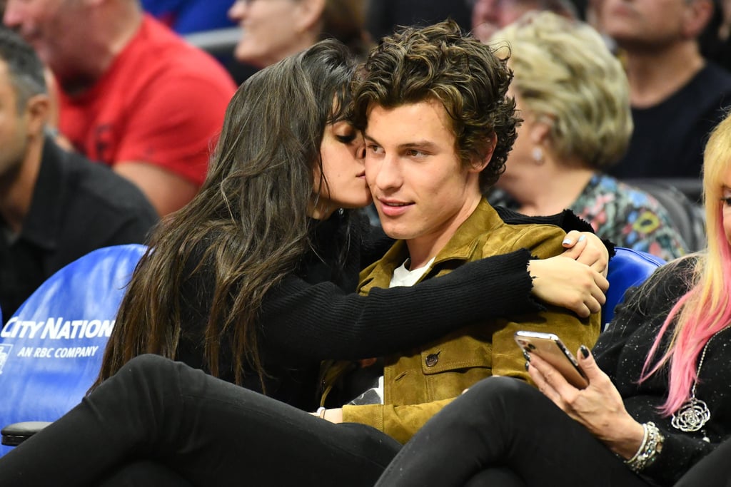 Camila Cabello and Shawn Mendes at a basketball game between the Clippers and the Raptors