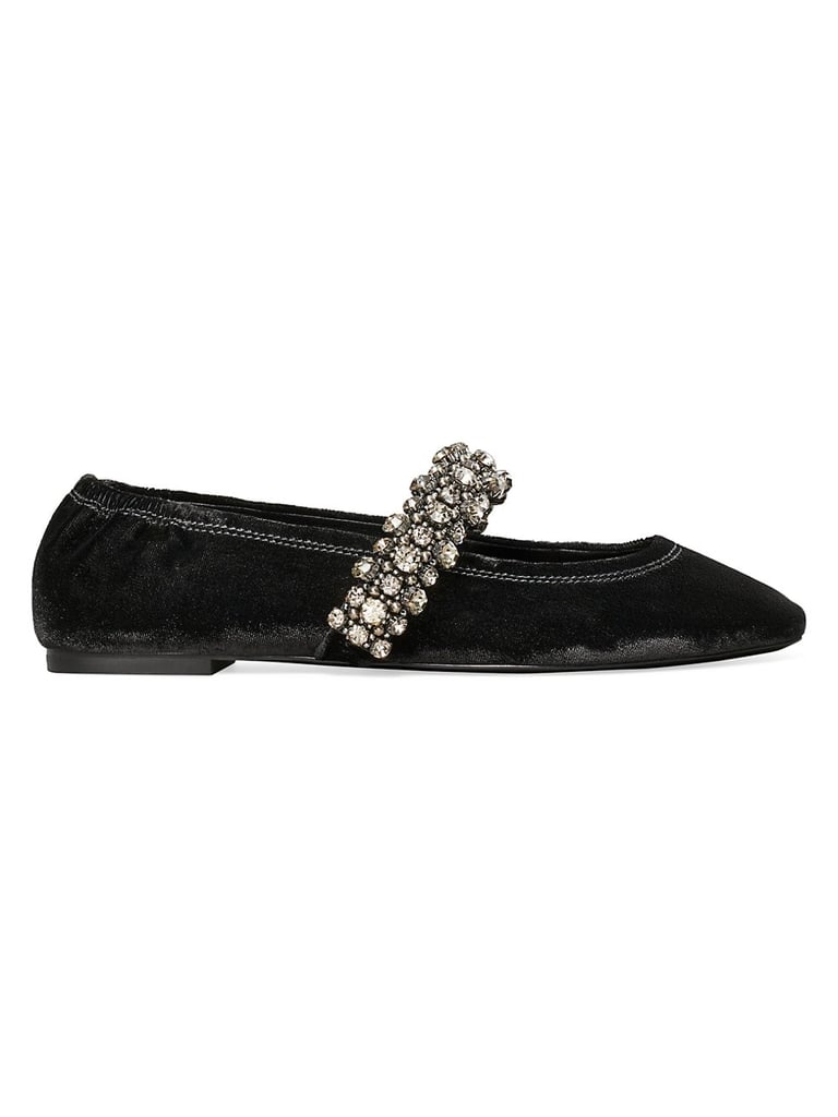 Tory Burch Crystal-Embellished Velvet Ballet Flats