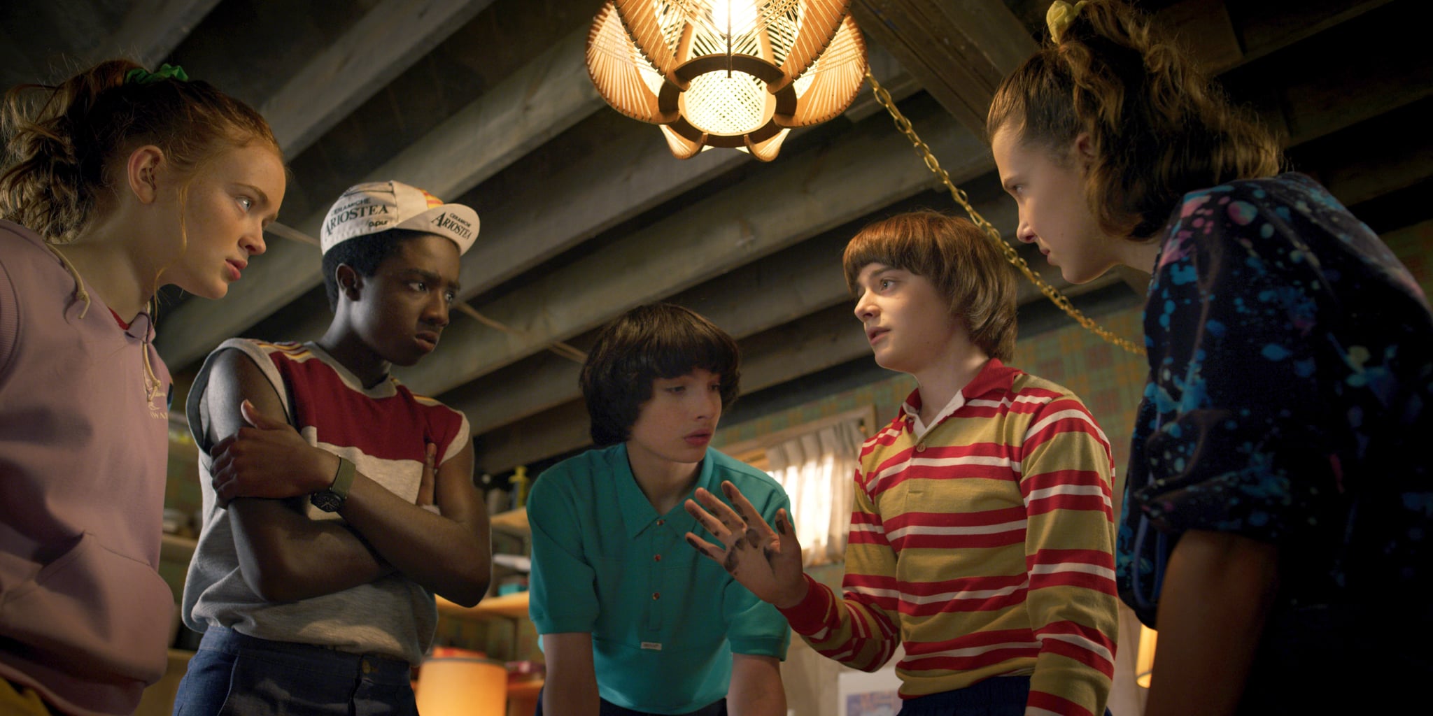 STRANGER THINGS, from left: Sadie Sink, Caleb McLaughlin, Finn Wolfhard, Noah Schnapp, Millie Bobby Brown, (Season 3, aired July 4, 2019), ph: Netflix / Courtesy Everett Collection