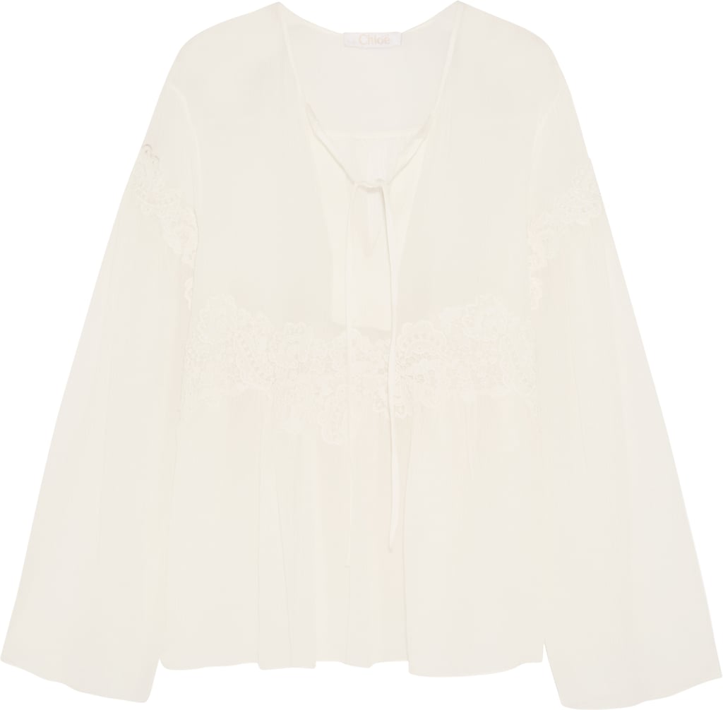 Chloé x Net-A-Porter Lace-appliquéd Cotton And Silk-blend Crépon Blouse ($1,650)