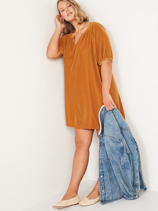 Old Navy Puff-Sleeve Velvet Mini Shift Dress
