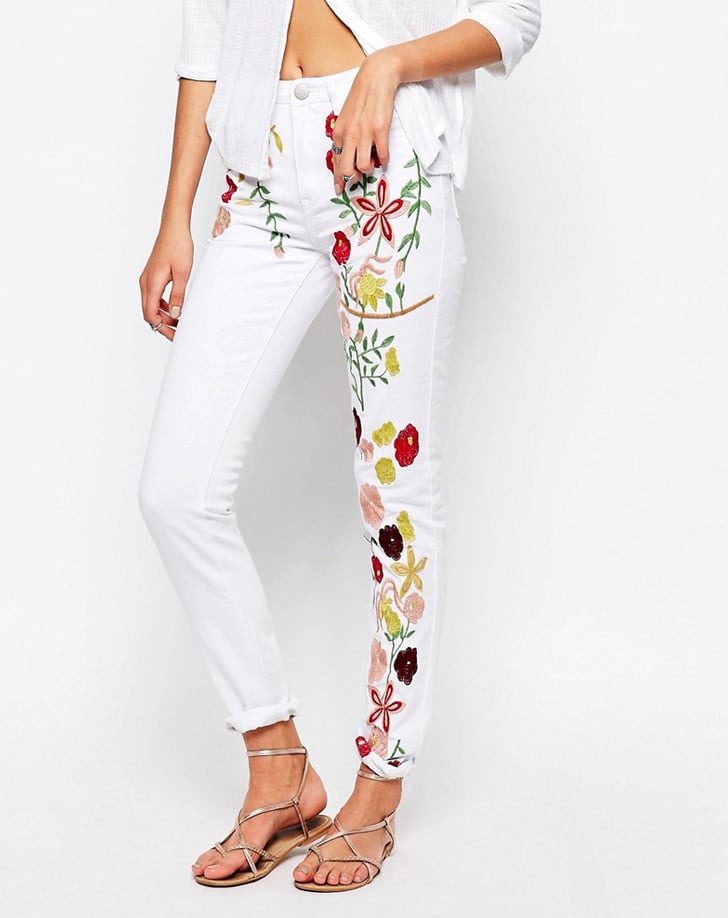 Glamorous Embroidered Girlfriend Jeans 