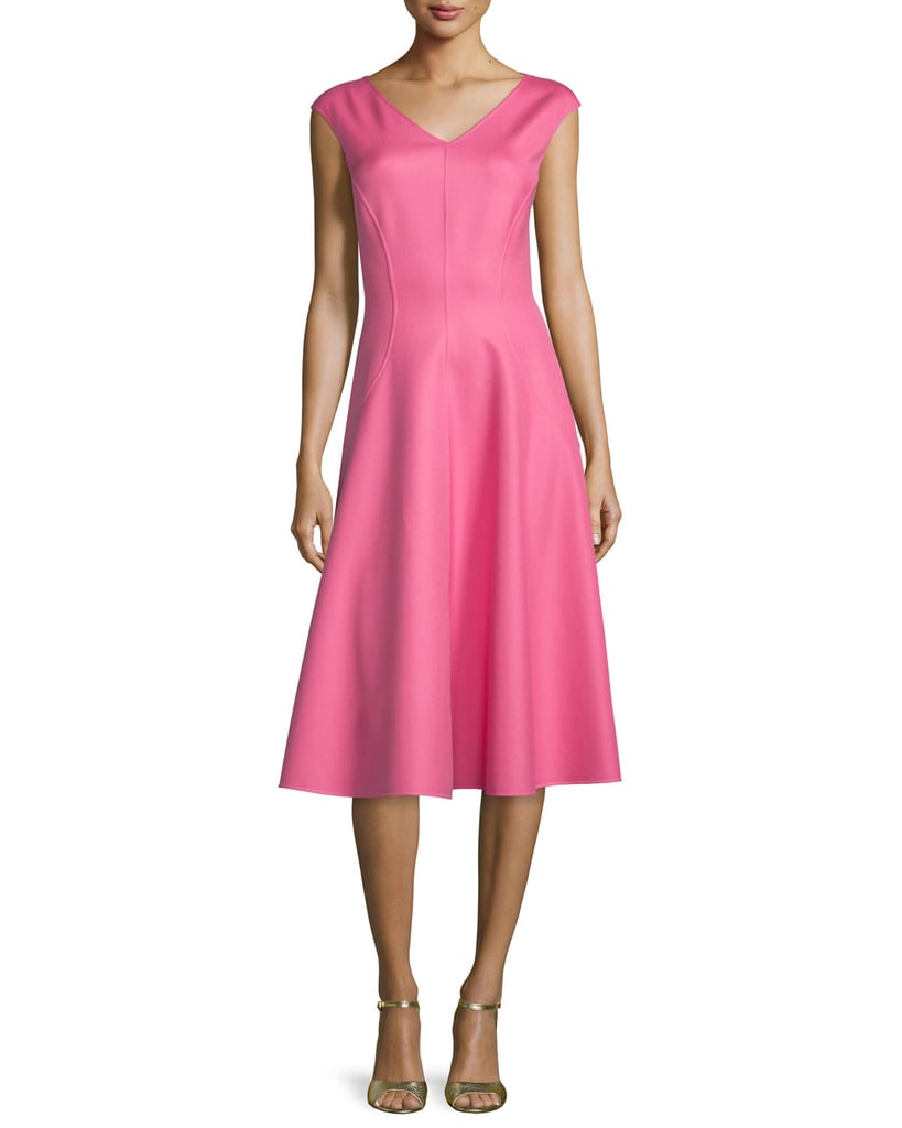 Michael Kors Cap-Sleeve Seamed Dress, Peony ($1,995)