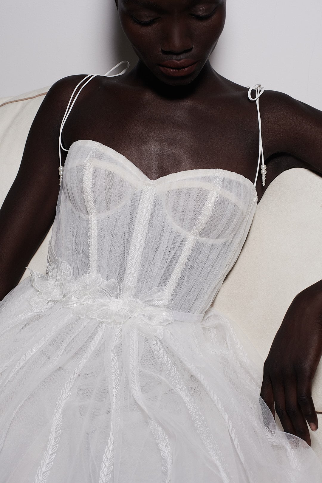 Steaming tulle store wedding dress