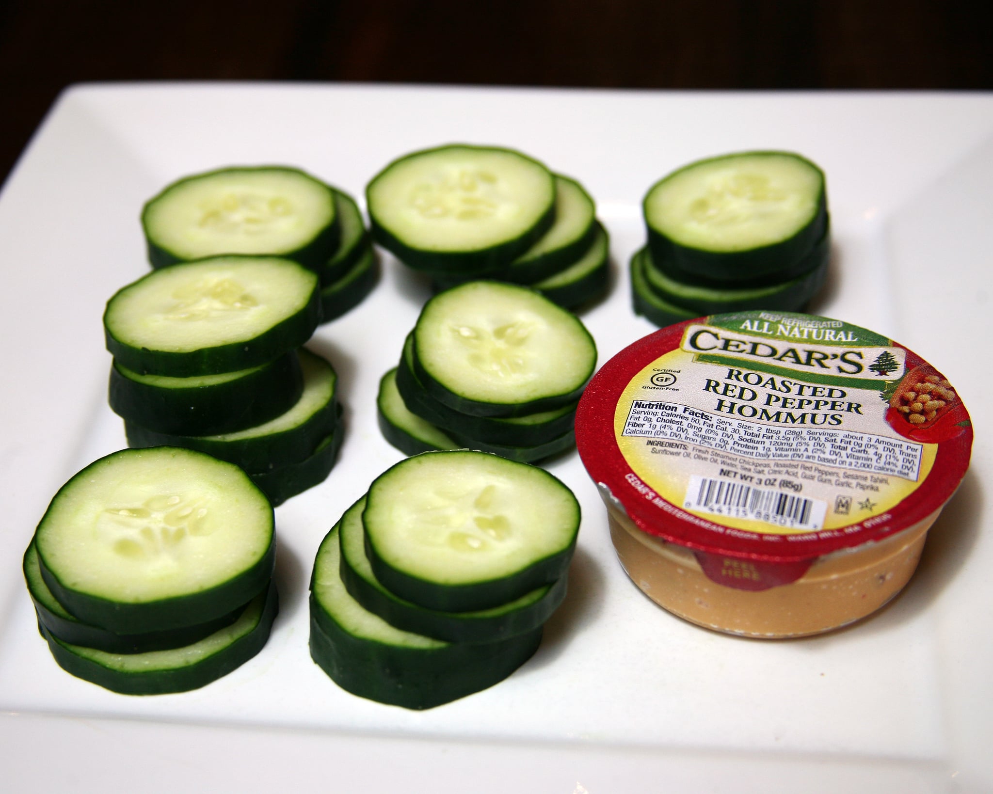 Hummus And Cucumber Slices 150 Calorie Snack Packs Perfect For Traveling Popsugar Fitness Photo 5 In the photo below, the spoon of hummus on the left used skinless chickpeas. hummus and cucumber slices 150