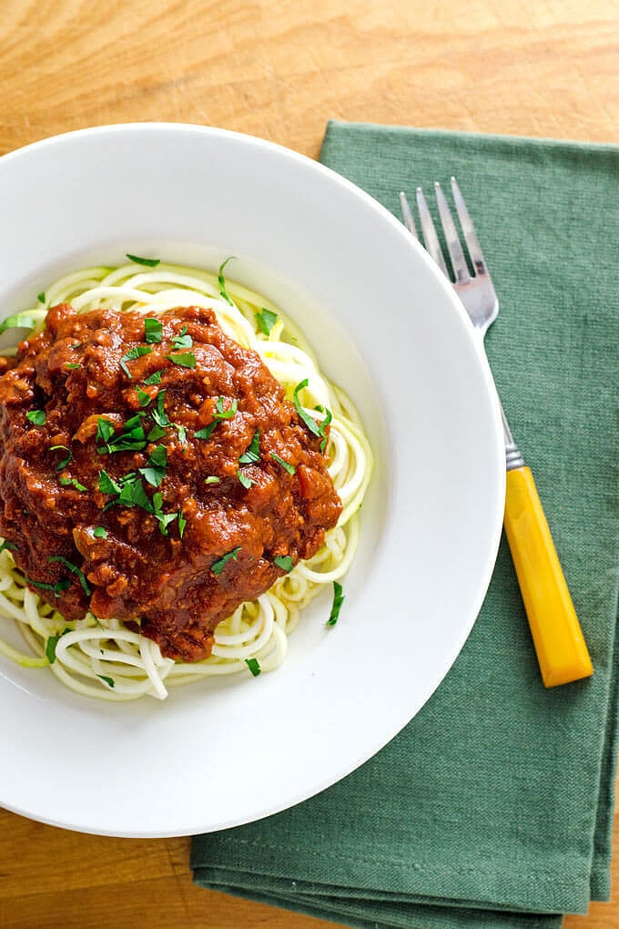 Crockpot Turkey Bolognese With Zucchini Noodles