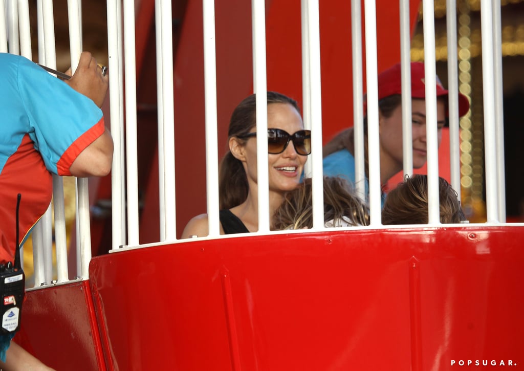 Angie rode in a ride with her twins, Vivienne and Knox.