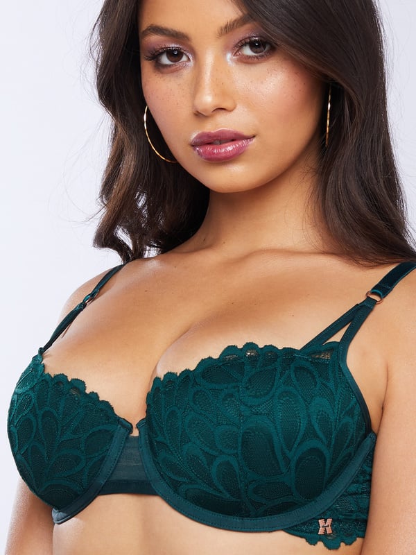 Savage Not Sorry Unlined Lace Balconette Bra in Green