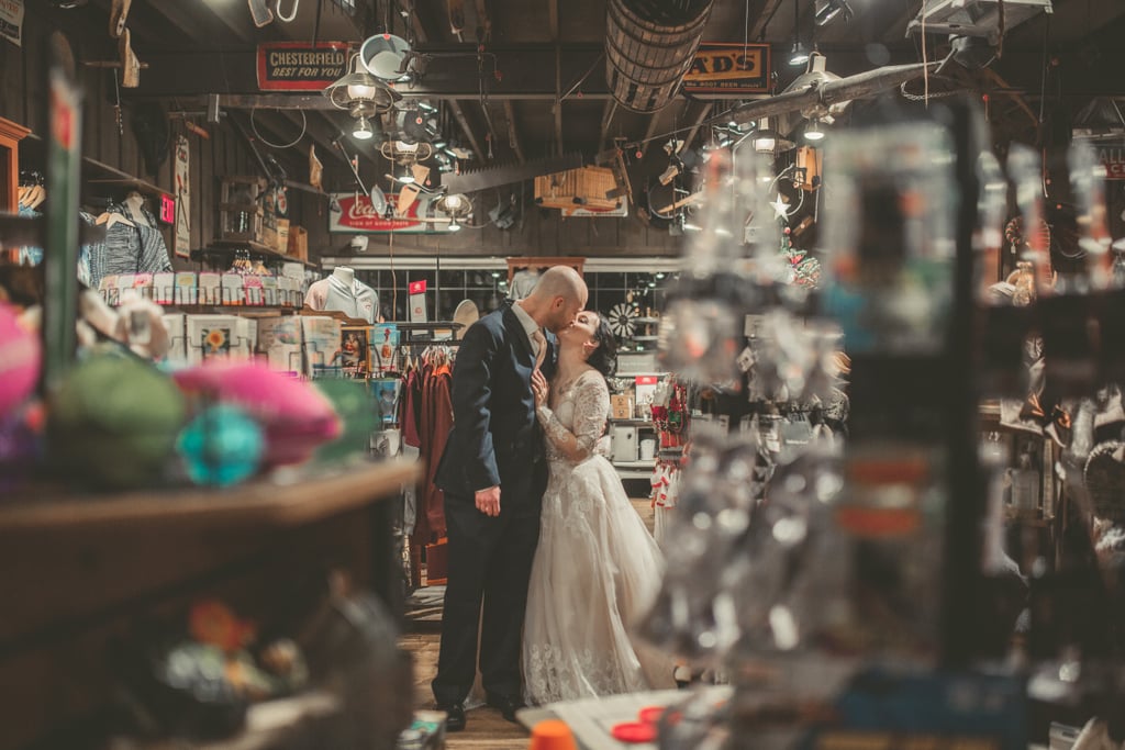 Couple's Engagement and Wedding Photos at Cracker Barrel