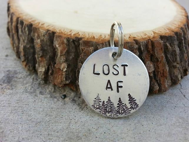 Lost AF Hand Stamped Personalized Dog Tag