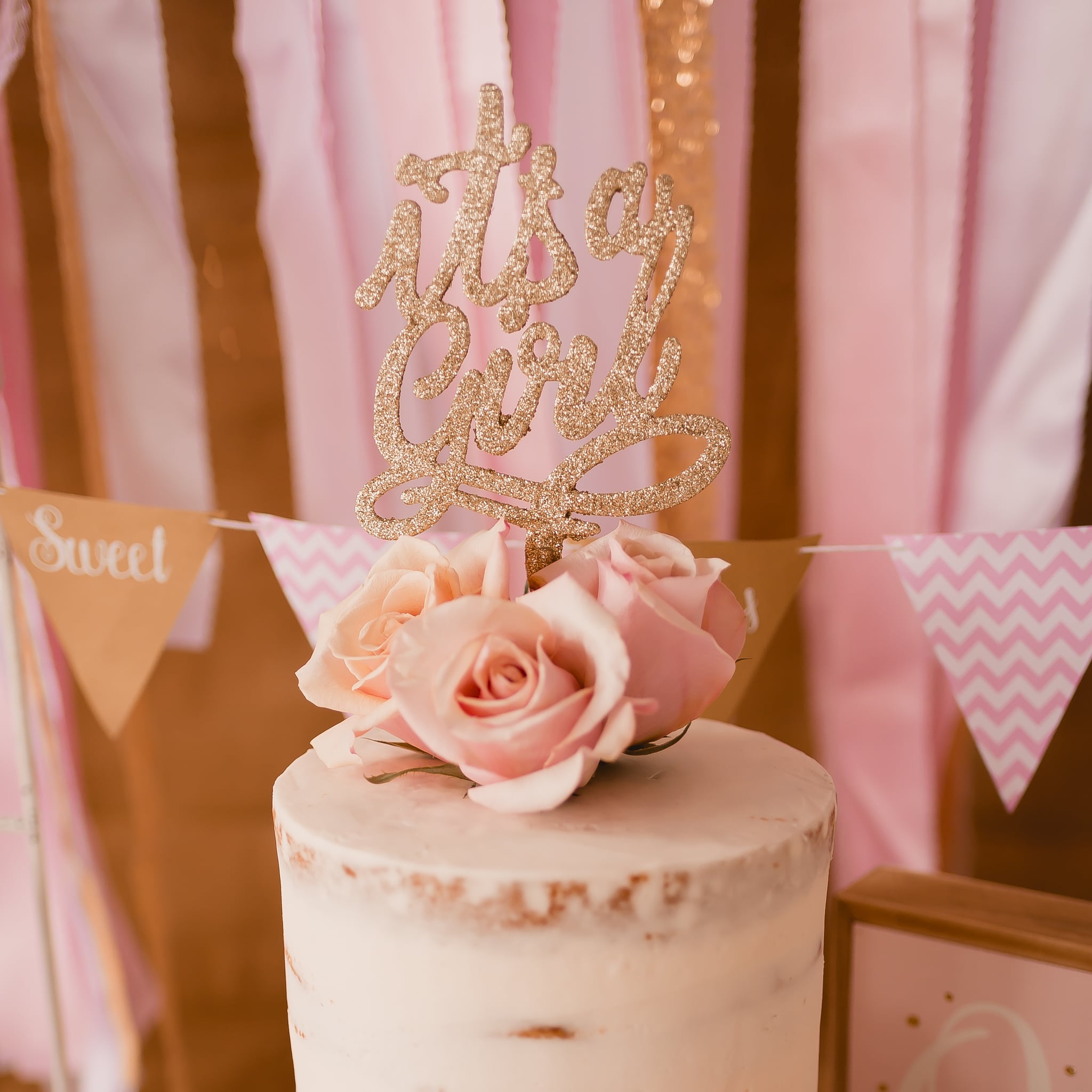 pink and rose gold baby shower