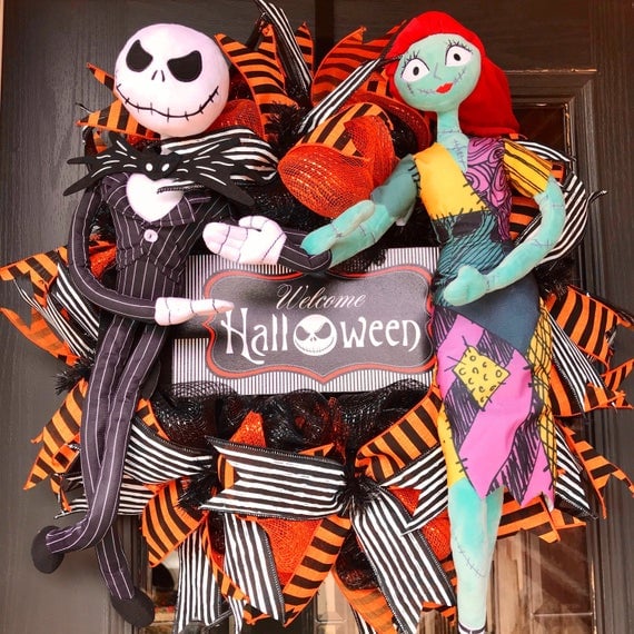 Jack and Sally Halloween Wreath