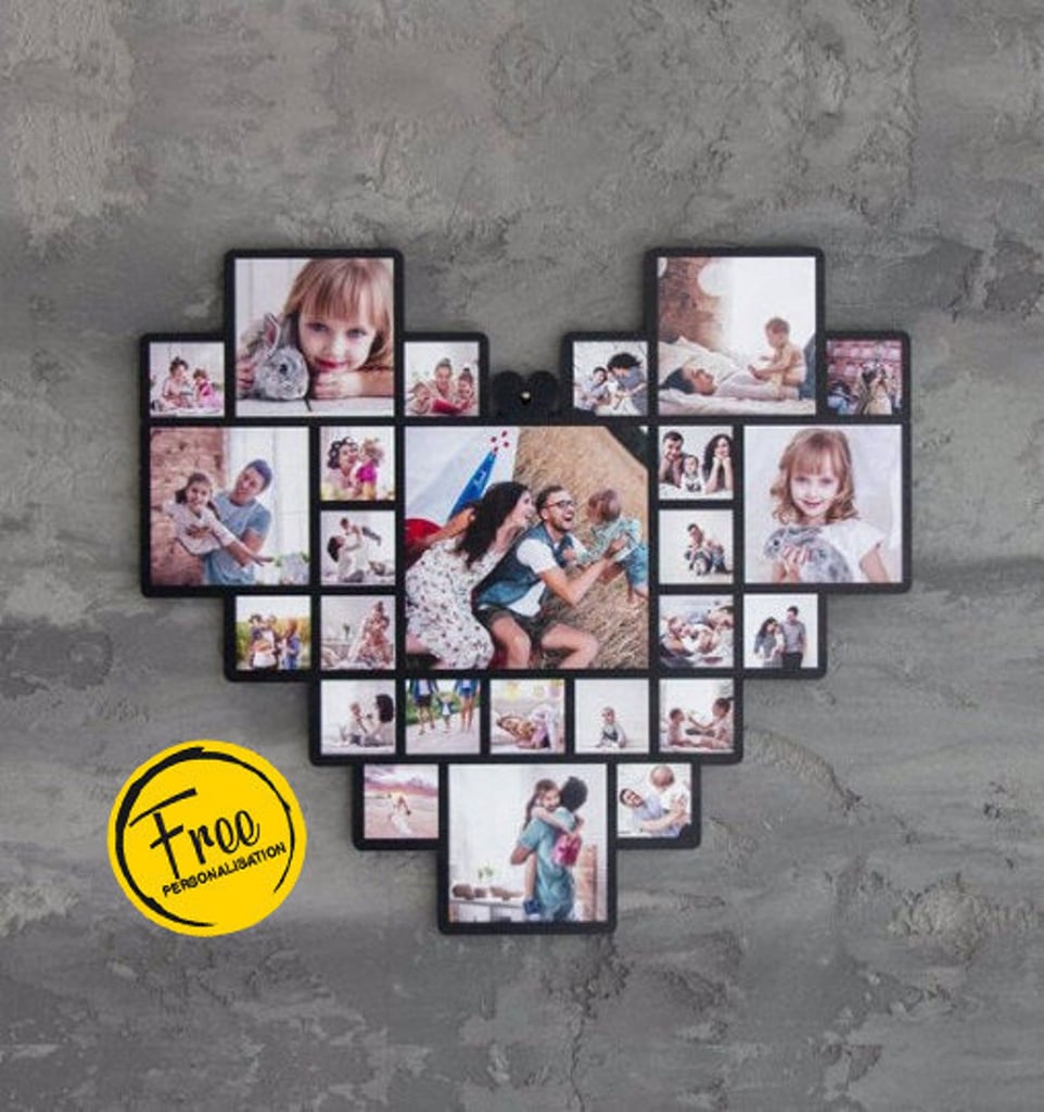 Quality Time: Customizable Heart-Shaped Wooden Photo Frame