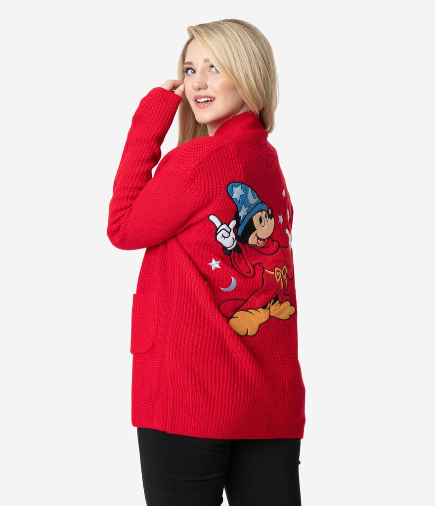 Cakeworthy Red Knit Sorcerer Mickey Mouse Open Cardigan