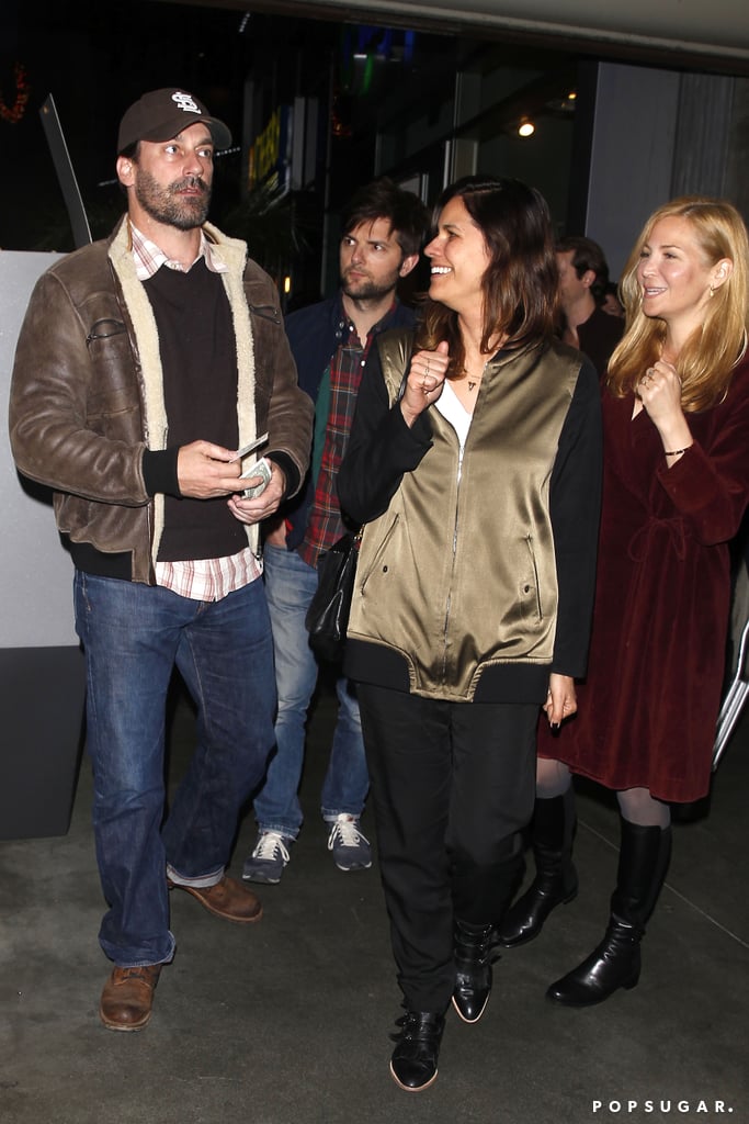 Jon looked worried while the ladies laughed.
