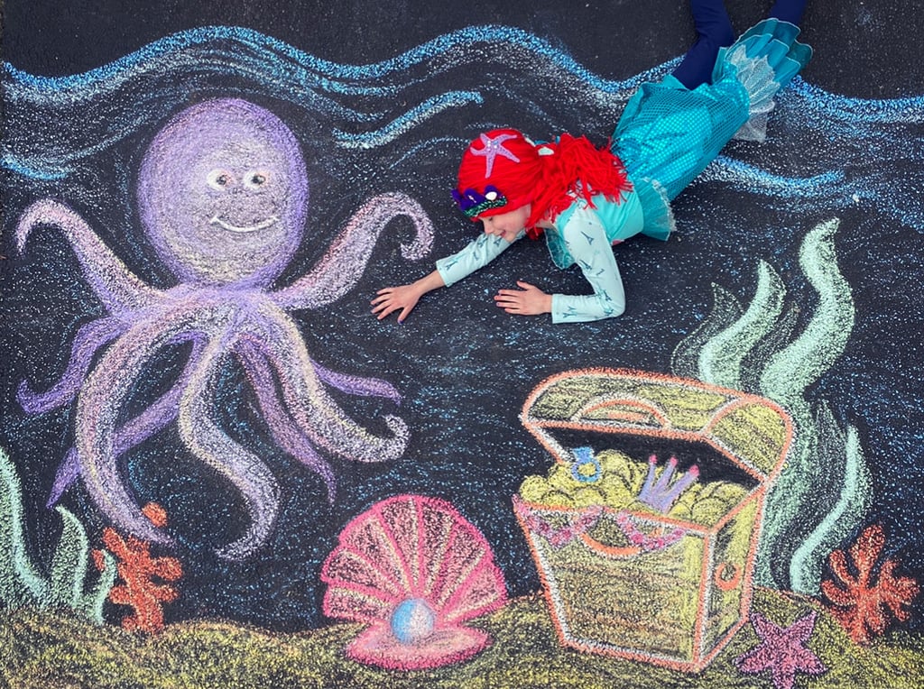 Mermaid Sidewalk Chalk Art