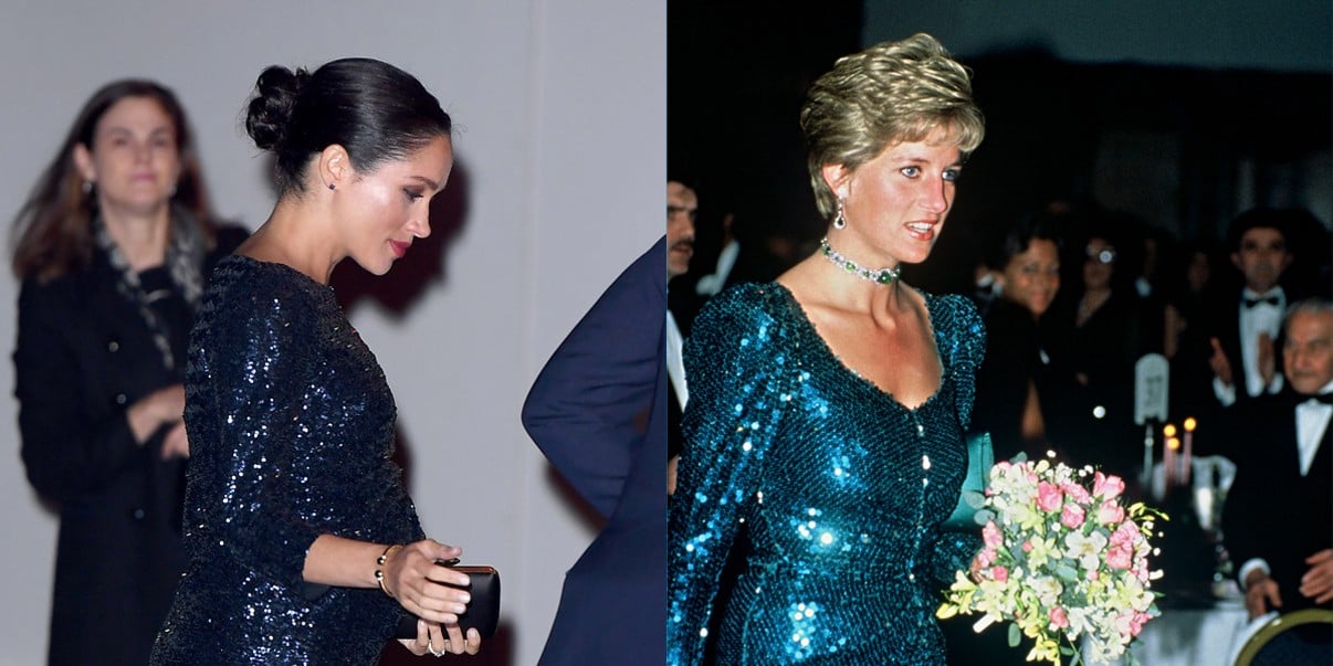 meghan markle blue sequin dress Strapless Royal Blue Sequin Feathers Slit Mermaid Prom Dress, Dress+Headpiece