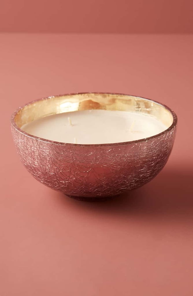 Anthropologie Low Small Craquelle Glass Candle