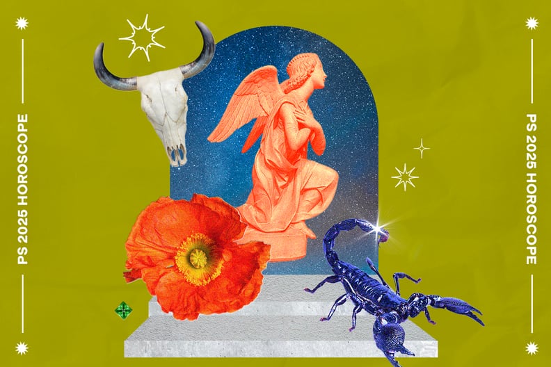Designed Image of Zodiac Sign Symbols on Green Background and PS 2025 Horoscope Text