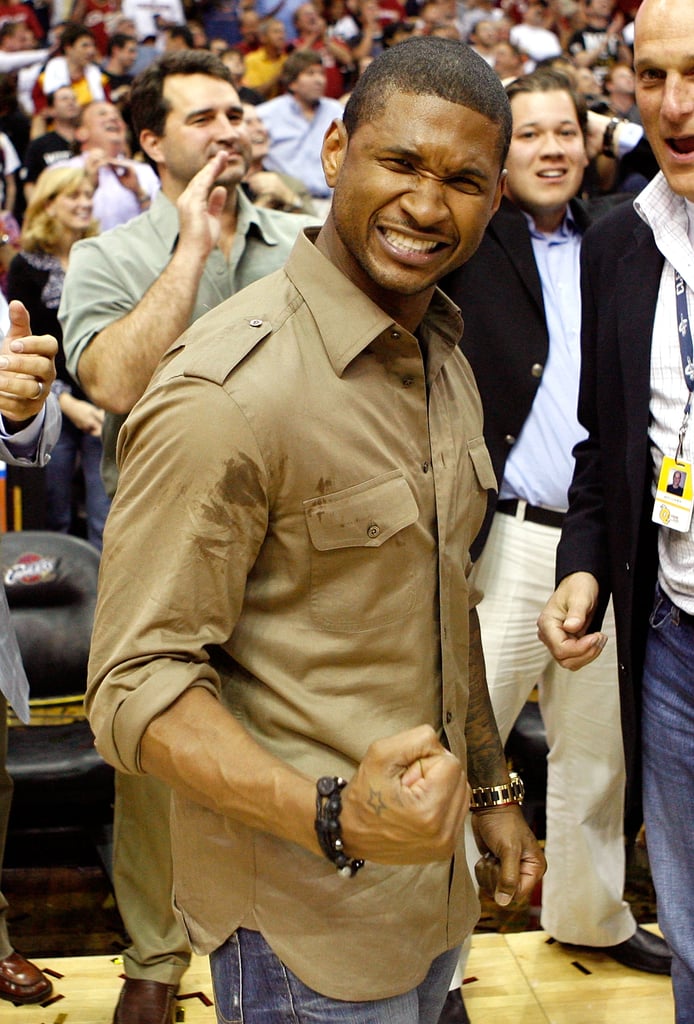 Usher celebrated as the Cleveland Cavaliers defeated the Orlando Magic during the NBA playoffs in May 2009.