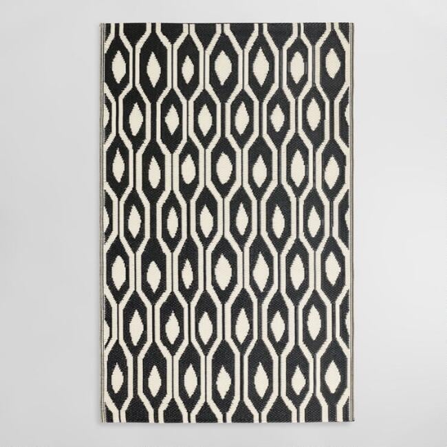 Black and Cream Reversible Indoor Outdoor Rio Floor Mat