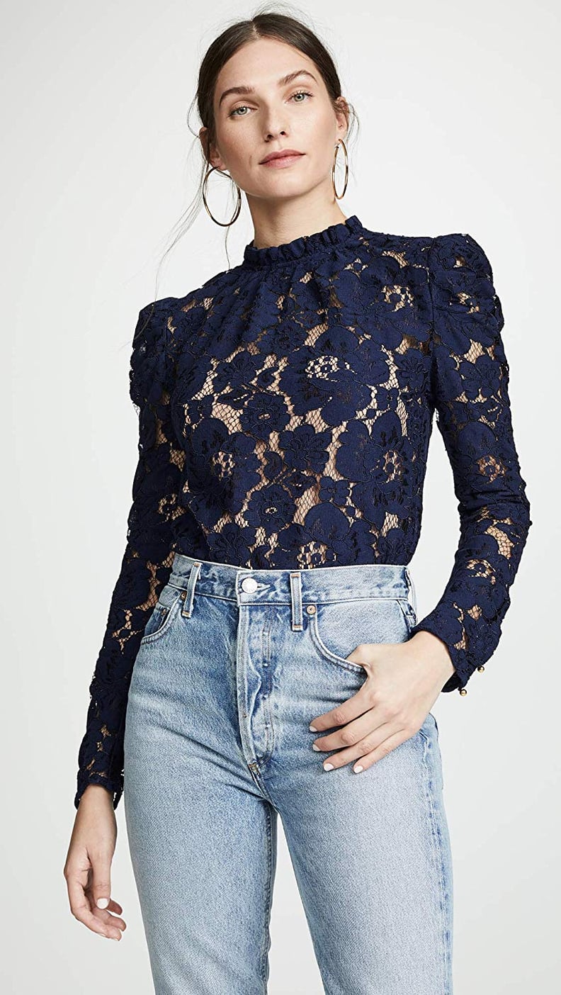 Wayf Emma Puff-Sleeve Lace Top