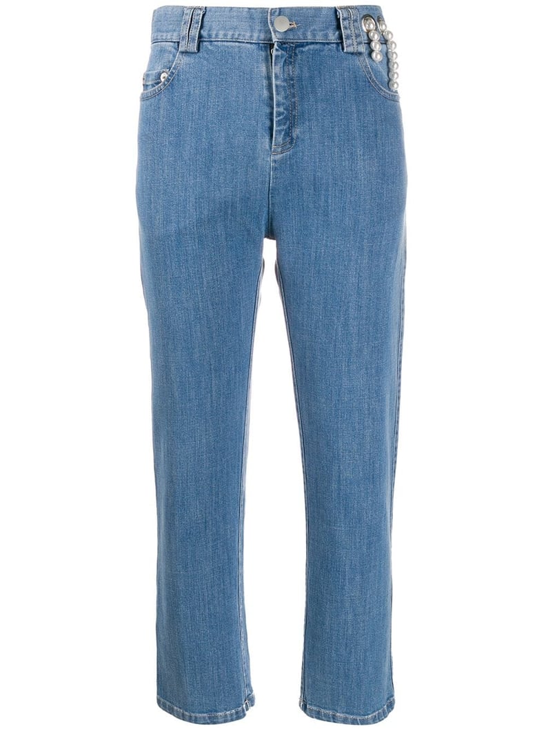 No.21 Mid-Rise Cropped Embellished Jeans