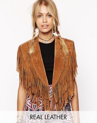 Asos Fringe Suede Cape