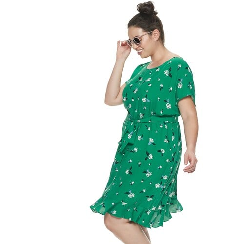 POPSUGAR Plus Size Print Tie-Waist Dress