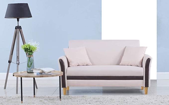 Modern 2 Tone Small Space Linen Fabric Loveseat 14 Stylish